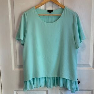 The Limited Mint Green Ruffle-Hem Short Sleeve Blouse
